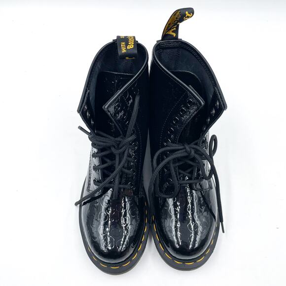Dr Martens 1460 Boots Leopard Emboss Black Lace Up Combat Ankle Patent Sz 6 - Picture 5 of 12